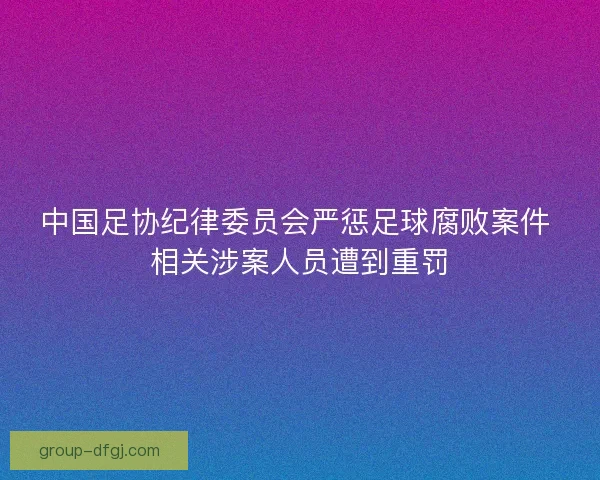 中国足协纪律委员会严惩足球腐败案件 相关涉案人员遭到重罚